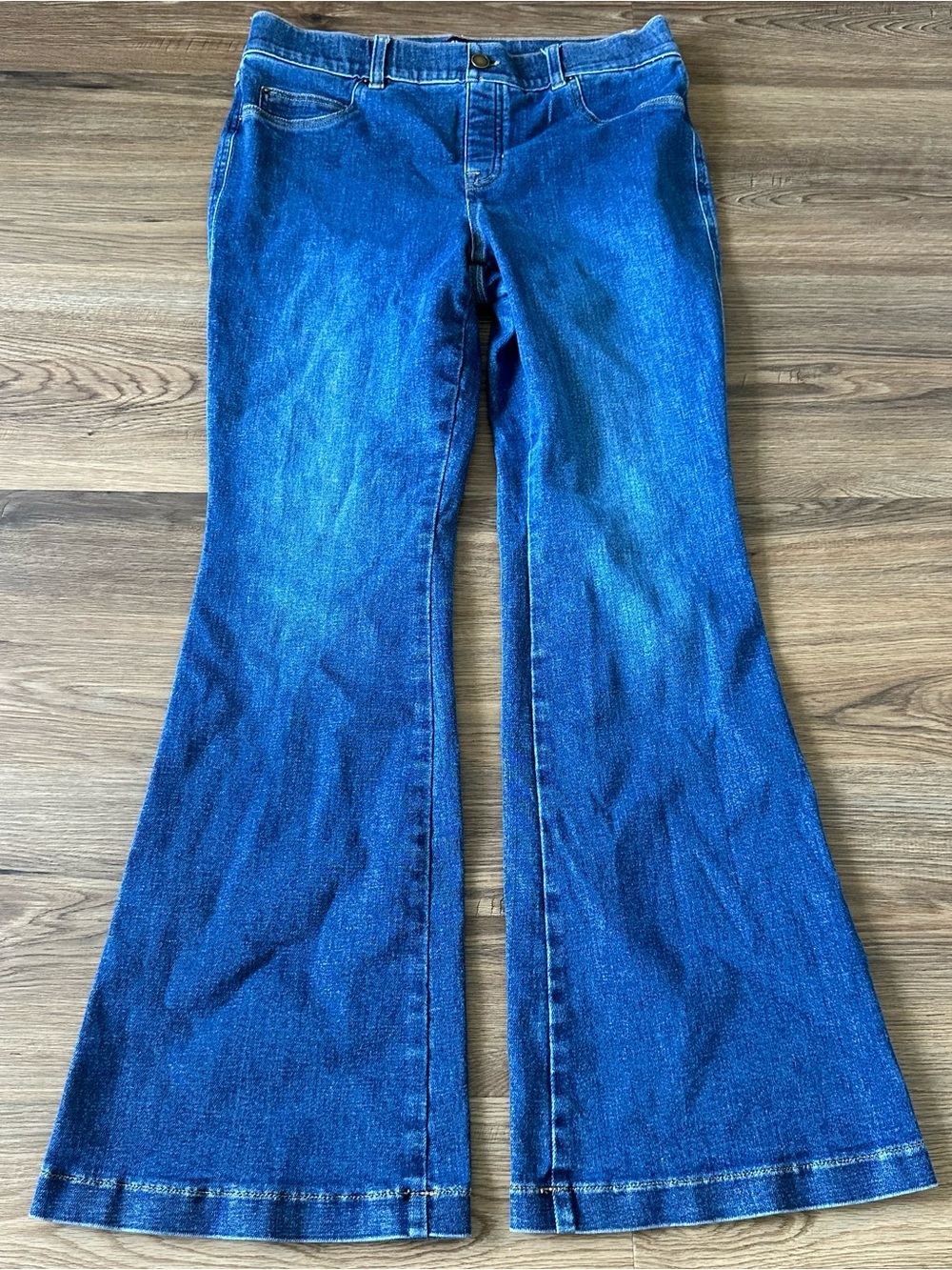 SPANX Flare Jeans Pull-On Large Stretch High Rise Denim Pants Slimming Preppy